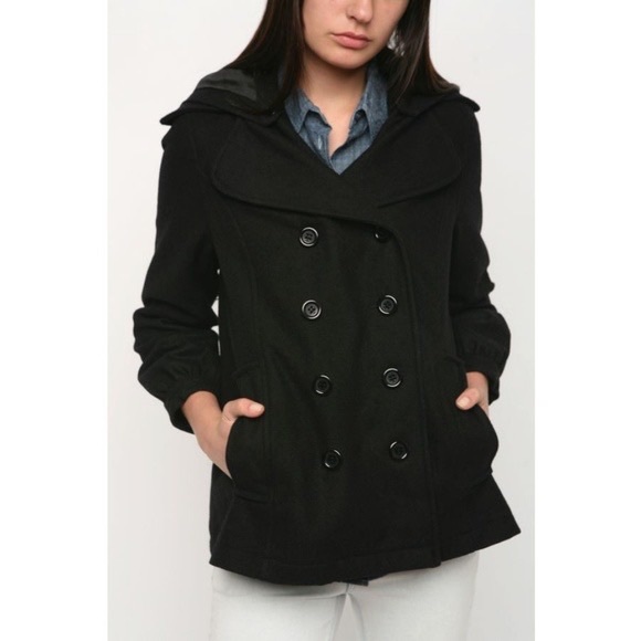 UO Kimchi Blue • Hooded Swing Peacoat Jacket - Picture 2 of 9